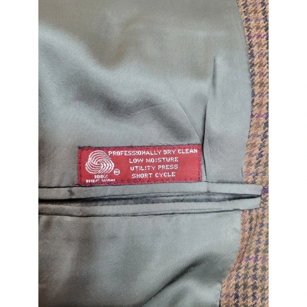 J.S.A. Bank Clothiers Brown Houndstooth‎ Sport Coat Blazer Men's 44R Wool...